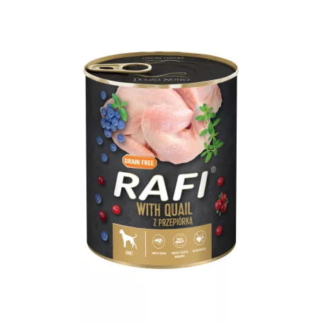 RAFI kutya pástétom fürj vörös- és kék áfonyával konzerv 400g