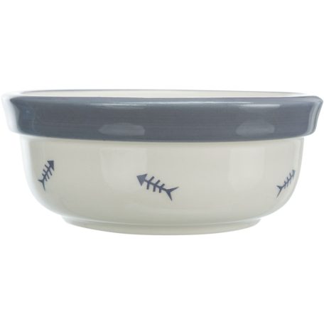 Trixie | Bowl Set kerámia tál szett fém állványban macskáknak –  mintás (2 × 0,3 l / Ø12 cm)