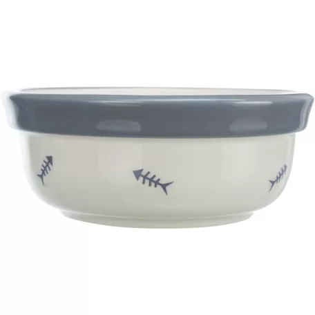 Trixie | Bowl Set kerámia tál szett fém állványban macskáknak –  mintás (2 × 0,3 l / Ø12 cm)