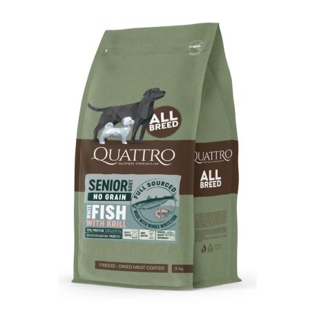 QUATTRO grain-free WHITE FISH AND KRILL Senior/Diet kutyatáp 12 kg
