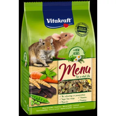 Vitakraft Menu (egér, futóegér) | Teljes értékű eledel kisrágcsálóknak – 400 g