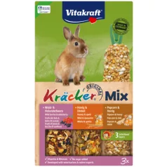   Vitakraft | Kracker Tripla Rúd | Ropogós csemegerúd válogatás zöldséggel, mogyoróval és erdei gyümölccsel nyulak részére – 168 g