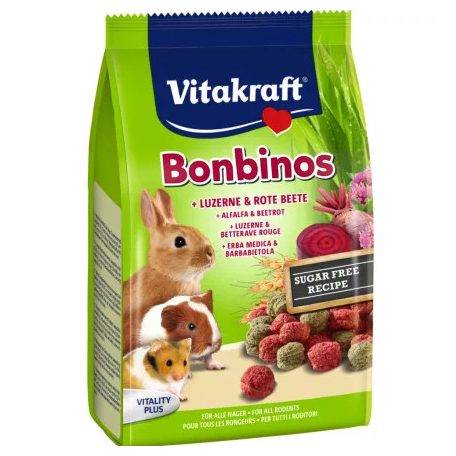 Vitakraft Bonbinos snack | Kiegészítő eledel rágcsálóknak | Lucerna-cékla - 40 g