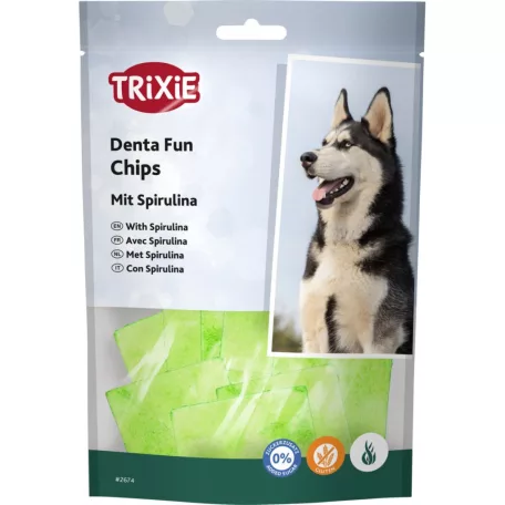 Trixie | Denta Fun Spirulina Chewing Chips – rágó chips jutalomfalat kutyáknak (50 g)