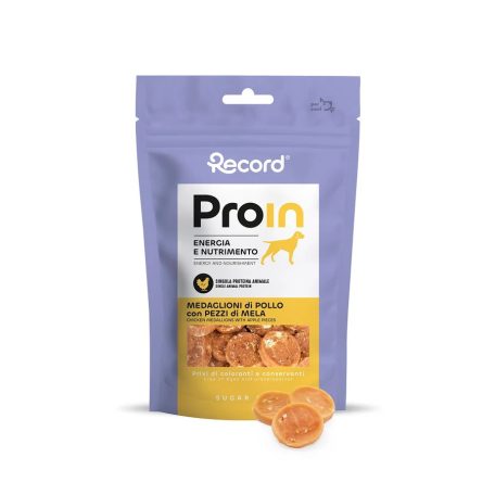 RECORD ProIn Jutalomfalat Kutyáknak Medaglioni Csirke és Alma 75 g 