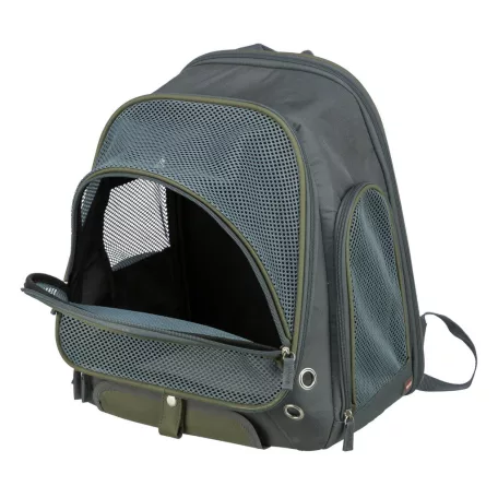 Trixie | Lyla Backpack | jól szellőző hordozó-hátizsák kutyáknak – szürke/kék, 34 × 22 × 42 cm, max. 8 kg