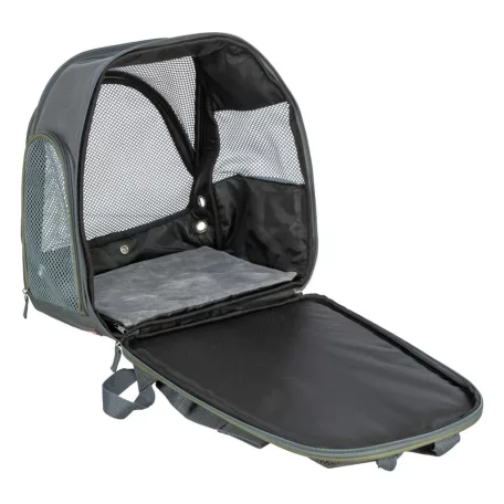 Trixie | Lyla Backpack | jól szellőző hordozó-hátizsák kutyáknak – szürke/kék, 34 × 22 × 42 cm, max. 8 kg