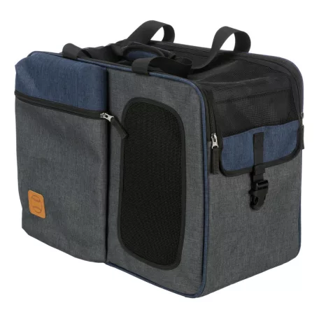 Trixie | Backpack and Carrier Tara 2 in 1 | jól szellőző hordozó-hátizsák kutyáknak – szürke/kék, 25 × 38 × 50 cm, max. 7 kg