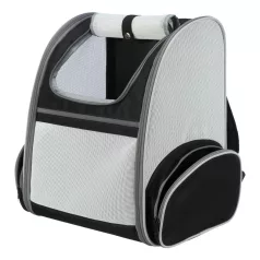   Trixie | Chloe Backpack | jól szellőző hordozó-hátizsák kutyáknak – világosszürke/fekete, 39 × 43 × 27 cm, max. 8 kg