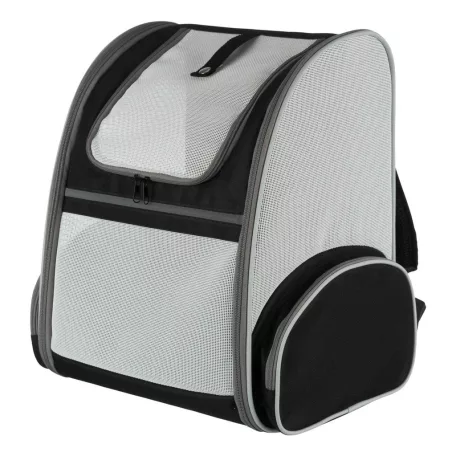 Trixie | Chloe Backpack | jól szellőző hordozó-hátizsák kutyáknak – világosszürke/fekete, 39 × 43 × 27 cm, max. 8 kg