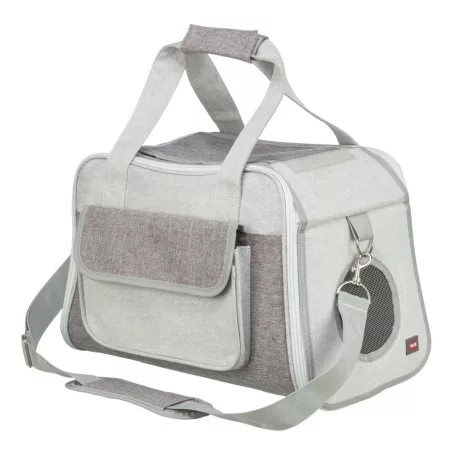 Trixie | Bag Libby | kényelmes, jól szellőző szállítótáska kutyáknak és macskáknak – szürke, 25 × 27 × 42 cm, max. 7 kg