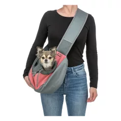   Trixie | Sling Front | kényelmes, jól szellőző szállítótáska kutyáknak – rózsaszín, 50 × 25 × 18 cm, max. 5 kg