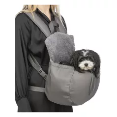  Trixie | Molly front carrier | kényelmes, jól szellőző szállítótáska kutyáknak – szürke, 25 × 38 × 17 cm, max. 4 kg