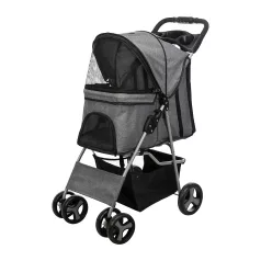   Trixie | Buggy | kényelmes, összecsukható kutyakocsi – szürke, 47 × 100 × 80 cm, max. 15 kg