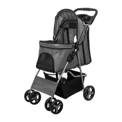   Trixie | Buggy | kényelmes, összecsukható kutyakocsi – szürke, 47 × 100 × 80 cm, max. 15 kg