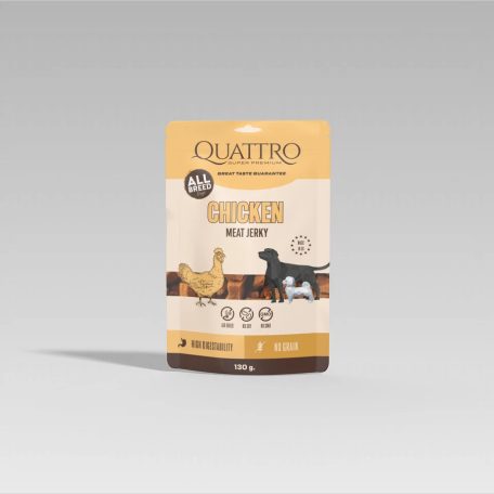 QUATTRO Meat Jerky Jutalomfalat Felnőtt Kutyáknak - Csirkehús Filék 130 g