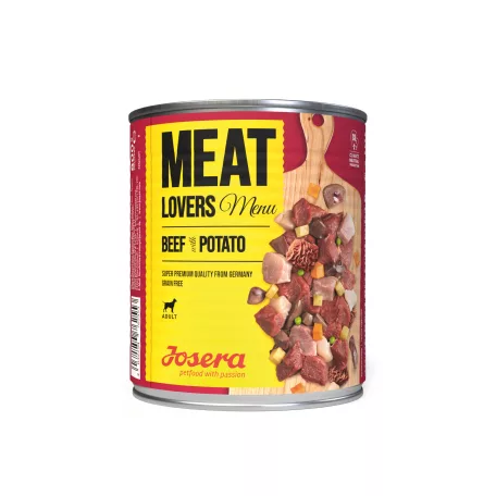 Josera Meat Lovers Menu Beef with Potato | Teljes értékű marhás nedvestáp burgonyával felnőtt kutyáknak – 800 g