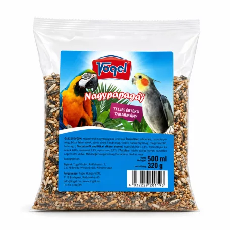Vogel | Mag zacskós Nagypapagáj | Teljes értékű magkeverék takarmány – 500 ml / 320 g
