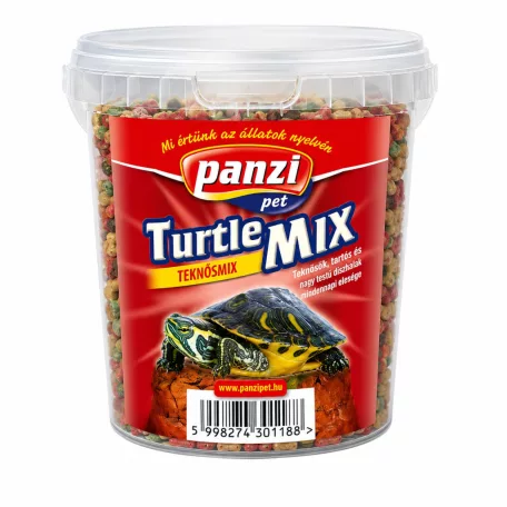 Panzi | Turtle Mix | Teljes értékű teknőstáp keverék vízi teknősök számára, vödrös kiszerelésben – 1000 ml