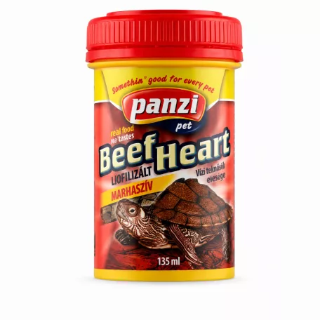 Panzi | Szív-Mix (Beef Heart) | Liofilizált marhaszív csemege vízi teknősök és nagytestű díszhalak számára – 135 ml