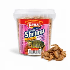   Panzi | Large Shrimp | Szárított tengerirák csemege vízi teknősök és díszhalak számára, vödrös kiszerelésben – 90 g
