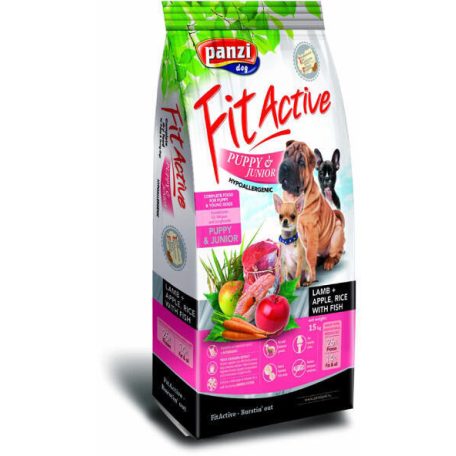 Panzi | FitActive Hypoallergenic | Kölyök és fiatal kutyáknak | Száraztáp | Bárány és alma - 15 kg