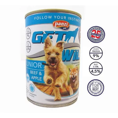 Panzi | Get Wild | Junior | Kölyök kutyáknak | Konzerv | Marha és alma - 415 g