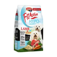   Panzi | FitActive WhiteDogs Hypoallergenic | Világos színű felnőtt kutyáknak | Száraztáp | Bárány  - 1,5 kg
