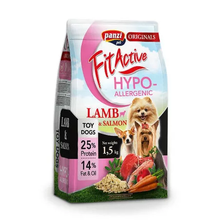 Panzi | FitActive ToyDogs Hypoallergenic | Kistestű felnőtt kutyáknak | Száraztáp | Bárány  - 1,5 kg