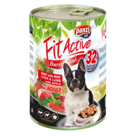 Panzi | FitActive | Felnőtt kutyáknak | Konzerv | Marha, máj és bárány - 1240 g