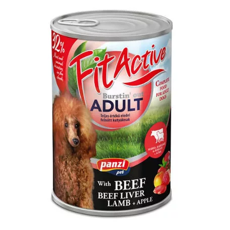 Panzi | FitActive | Felnőtt kutyáknak | Konzerv | Marha, máj és bárány - 1240 g
