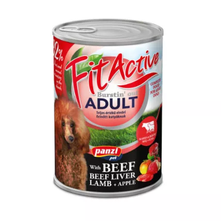 Panzi | FitActive | Felnőtt kutyáknak | Konzerv | Marha, máj és bárány - 415 g