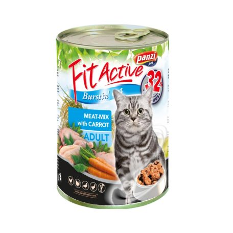 Panzi | FitActive | Felnőtt macskáknak | Konzerv | Csirke, pulyka, kacsa, liba, répa - 415 g