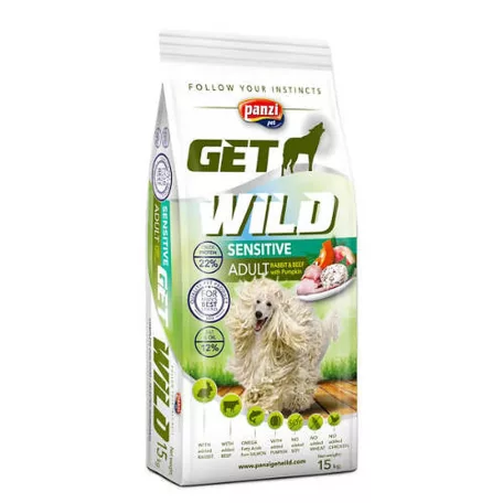 Panzi | GetWild Adult Sensitive Rabbit&Beef with Pumpkin (Nyúl-Marha-tök) - chicken&wheat free - 15kg 
