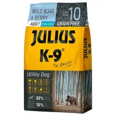   Julius K-9 | Utility Dog Hypoallergenic | Száraztáp | Felnőtt kutyáknak | Vaddisznó, bogyó - 10 kg