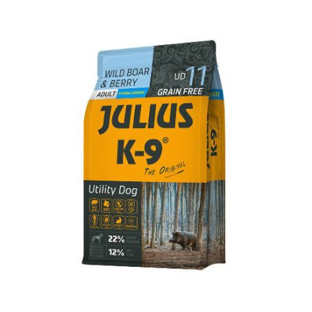 Julius K-9 | Utility Dog Hypoallergenic | Száraztáp | Felnőtt kutyáknak | Vaddisznó, bogyó - 3 kg