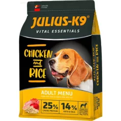   Julius K-9 | Vital Essentials | Száraztáp | Felnőtt kutyáknak | Csirke, rizs - 12 kg