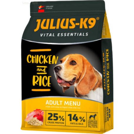 Julius K-9 | Vital Essentials | Száraztáp | Felnőtt kutyáknak | Csirke, rizs - 12 kg