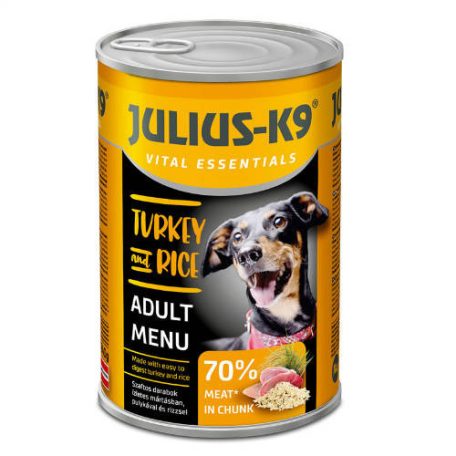 Julius K-9 | Felnőtt kutyáknak | Konzerv | Pulyka, rizs - 1240 g