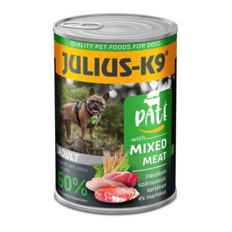 Julius K-9 | Felnőtt kutyáknak | Konzerv | Szárnyas, sertés és marha pástétom - 400 g