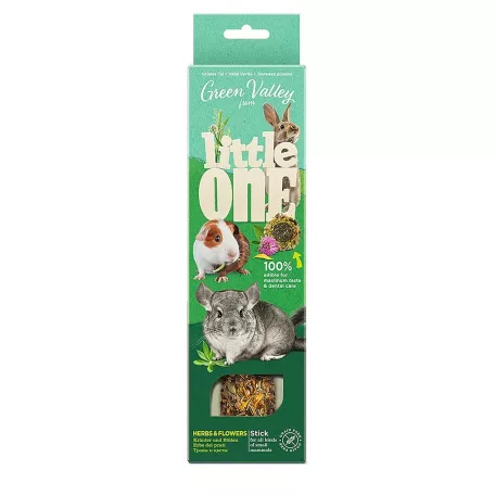 Little One „Green Valley” Teljesen ehető gabonamentes rúd kisemlősöknek gyógynövényekkel és virágokkal, 1х160 g