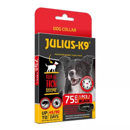 Julius-K9 | Bolha- és kullancsriasztó nyakörv kutyák részére – Fekete, 75 cm