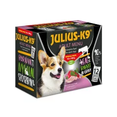   Julius  K9 | Adult Menu Veal & Rabbit - nedves eledel (borjú,nyúl) válogatás szószban kutyák részére - 12x100g