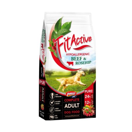 Panzi | FitActive | PURE Hypoallergenic | Felnőtt kutyáknak | Száraztáp | Marha és csipkebogyó - 12 kg