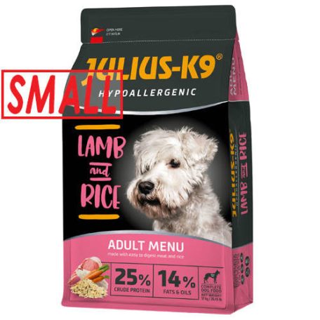 Julius K-9 | Hypoallergenic | Száraztáp | kistestű felnőtt kutyáknak | Bárány, rizs - 3 kg