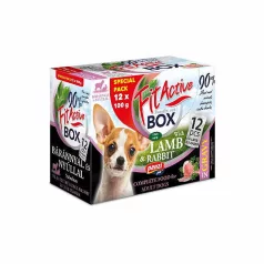   FitActive | DOG FITABOX Lamb & Rabbit (bárány,nyúl) - nedves eledel válogatás, szószban, kutyák részére - 12x100g