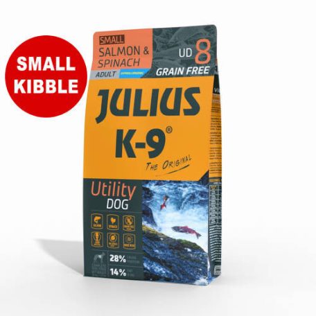 Julius K-9 | Utility Dog Hypoallergenic | Száraztáp | Kistestű felnőtt kutyáknak | Lazac, spenót - 10 kg