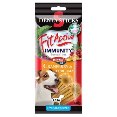   Panzi | FitActive | Denta-Sticks Hypoallergenic Immunity "S" | Felnőtt kutyáknak | Jutalomfalat | Kurkuma, vörösáfonya - 170 g