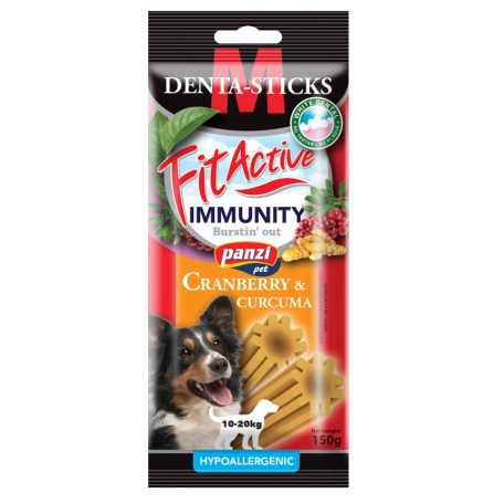 Panzi | FitActive | Denta-Sticks Hypoallergenic Immunity "M" | Felnőtt kutyáknak | Jutalomfalat | Kurkuma, vörösáfonya - 170 g