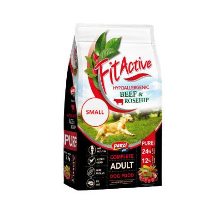 Panzi | FitActive | PURE Hypoallergenic | Kistestű kutyáknak | Száraztáp | Marha és csipkebogyó - 3 kg